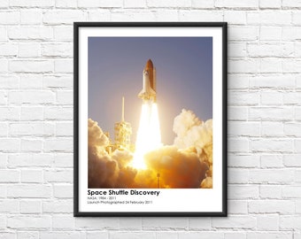 Space Shuttle Discovery Launch Commemorative Framed Print