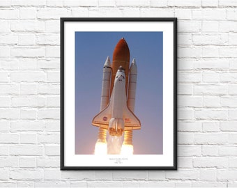 Space Shuttle Atlantis kleur herdenkingsmunt ingelijste print