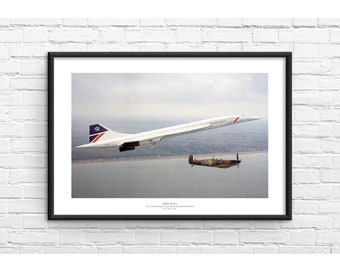 Concorde Spitfire Full Colour Commemorative Framed Print