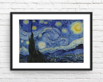 Van Gogh Starry Night Art Reproduction Framed Print