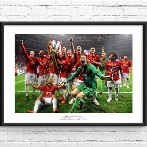 Manchester United 2008 Champions League Winners Commemorative Framed Print