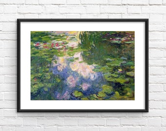 睡蓮 クロード・モネ 絵画複製 額入りプリント