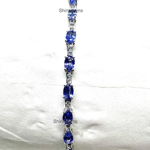 Natural Tanzanite Sterling Silver Bracelet, Tennis Bracelet For Women Anniversary & Wedding Gift, December Birthstone, Gift For Her