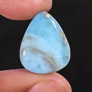 Natural Larimar Cabochon 10.55 Ct | Blue Pectolite Gemstone | Teardrop Loose Stone | 21x10 mm Dominican Larimar | Jewelry Making Supply