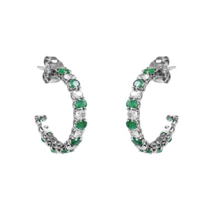 Boucles d'oreilles en argent sterling émeraude naturelle et moissanite, cadeau de mariage pour femme Boucles d'oreilles émeraude moissanite, cadeau pour elle