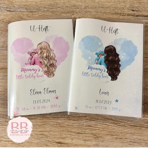 Mama's kleine teddybeer, vaccinatiecertificaat en U-boekjeshoes, examenboekjeshoes, gepersonaliseerde beschermhoes, beschermhoes, geboortecadeau,