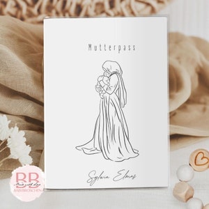 Moederpaspoorthoes met Hijabi in Abaya & Baby, Islam, Moslim, Onderzoeksboekjeshoes, Beschermhoes, U-boekjeshoes, Aanstaande mama, Zwangerschap,