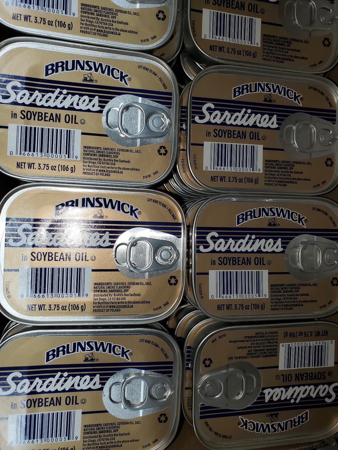 6 Brunswick Sardine in Soybean Oil 3.75 Oz /buy Same Packs 3 Time Get