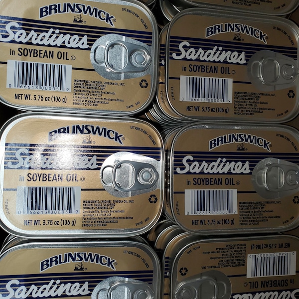 6 Brunswick Sardine in soybean oil 3.75 Oz /buy same packs 3 time get that pack free