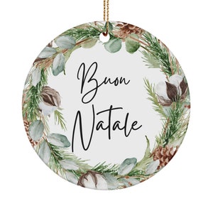 Buon Natale Christmas wreath ornament - Italian Christmas tree decoration - Buon Natale gift - stocking stuffer - Italian ornament
