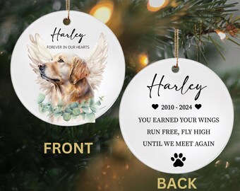 Personalized Pet Memorial Ornament | Watercolor Golden Retriever Keepsake