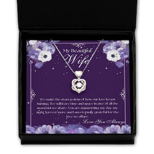 Colar de coração "Minha linda esposa" - Joia com cartão de mensagem para esposa - Joia para o dia das mães - Presente de aniversário para esposa - Presente para esposa