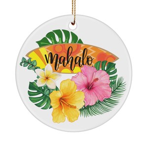 Mahalo ornament, Hawaiian Christmas ornaments, Hawaiian ornaments, Hawaiian ornaments Christmas, tropical Christmas ornament, tropical or...