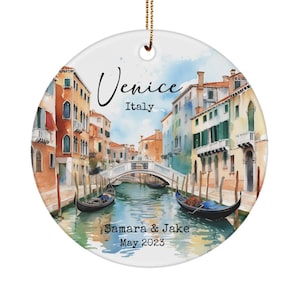 Personalized Venice ornament - couples Venician holiday keepsake - custom Venice gift - Italian commemorative ornament - Venice canals