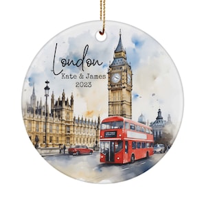 Personalized London England ornament - Custom London gift - British holiday keepsake for couple - London gifts for couple - English present