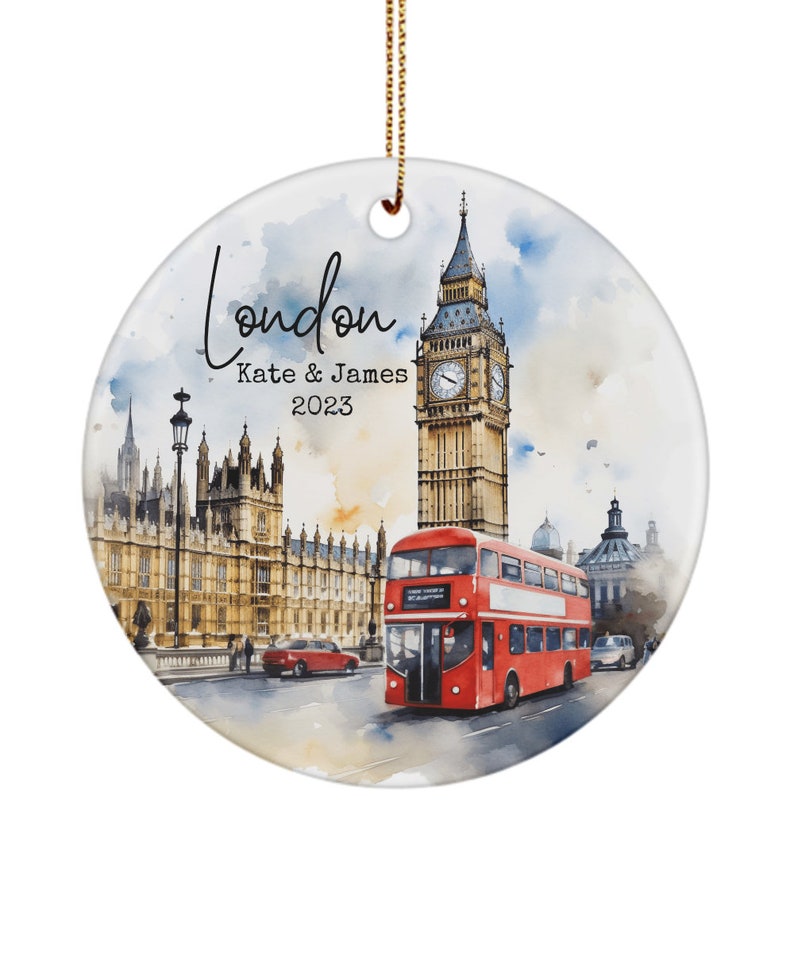 Personalized London England Ornament Custom London Gift British Holiday Keepsake for Couple