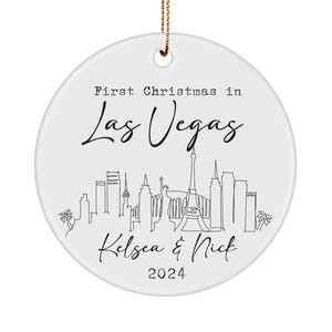 Adorno personalizado de la primera Navidad en Las Vegas - traslado personalizado al recuerdo de Las Vegas - Regalos del horizonte de Las Vegas - Regalos del strip de Las Vegas