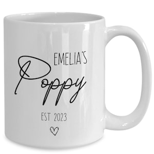 Personalized poppy coffee mug - Poppy Mug - Poppy Present Cup - Custom new Poppy cup - gifts for Poppy - Poppy gift ideas from grandkids