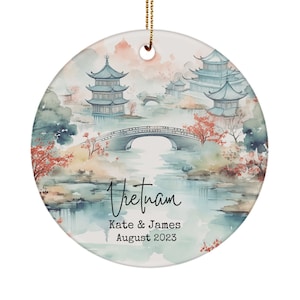 Personalized Vietnam watercolor ornament - Custom Vietnamense ornament- Vietnamense holiday memory keepsake - Moving to Vietnam