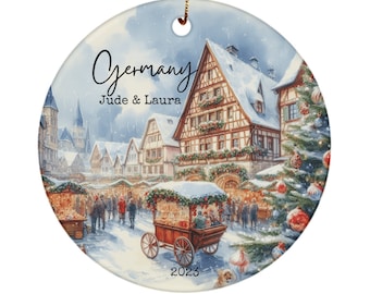 German Christmas Market Ornament – Ceramic Holiday Keepsake