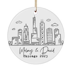 Custom chicago ornament - moving to chicago gift - personalized chicago gift - christmas in chicago ornament - chicago holiday keepsake