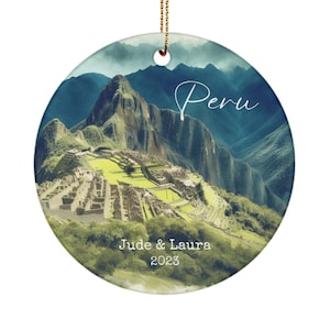 Personalized Peruvian holiday ormnament - Custom Machu Picchu ornament - Peru ornament - South American gifts - Gift from Machu picchu