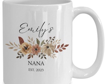 Personalized Nana Coffee Mug - Floral Grandmother Gift