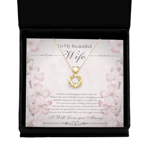 Para minha linda esposa, colar de beleza atraente, joias de cartão de mensagem para esposa, presente de marido para esposa, colar de amor de marido para esposa, ...