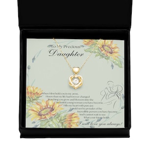 A mi preciosa hija collar de corazón, joyas de tarjeta de mensaje, collar para hija, collar sentimental, joyas de tarjeta de mensaje para hija
