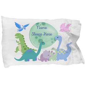 Personalized dinosaur pillowcase for boys, personalized pillowcase, custom pillowcase, kids name pillowcase, custom pillow cover, pillowcase