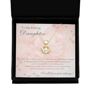 A mi preciosa hija collar, joyas de tarjeta de mensaje, collar para hija, collar sentimental, joyas de tarjeta de mensaje para hija