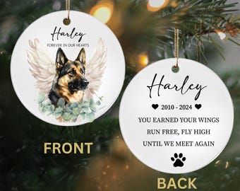 Personalized German Shepherd Memorial Ornament | Pet Loss Ceramic Keepsake