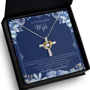 A mi hermosa esposa seductor collar de belleza, joyas de tarjetas de mensaje para la esposa, regalo para la esposa del esposo, collar de amor de esposo a esposa, ...