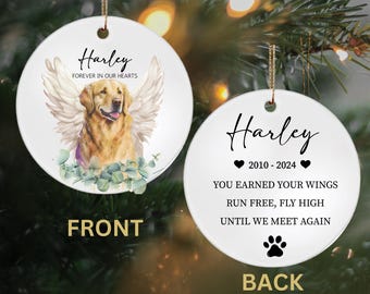 Personalized Golden Retriever Memorial Ornament | Pet Loss Keepsake