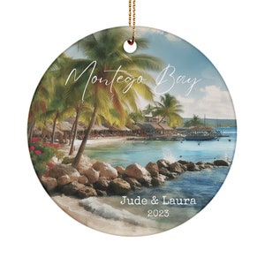 Personalized Jamaican holiday ornament - Montego Bay keepsake - Gifts from Jamaica - Couples Jamaican holiday memory - Jamaica ornament