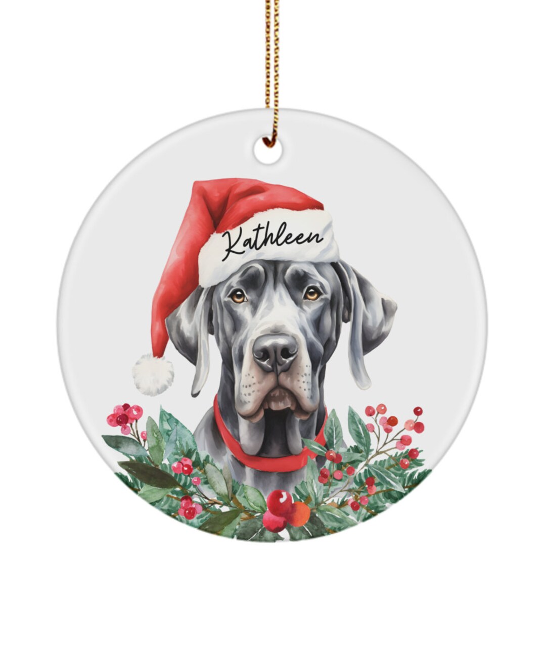 Personalized Great Dane Christmas Tree Ornament Custom Great Dane Gift