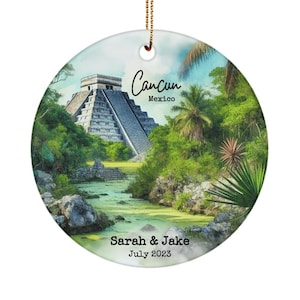 Adorno personalizado de Cancún, México: recuerdo personalizado de vacaciones mexicanas: recuerdo de vacaciones en Cancún: adorno de luna de miel para pareja