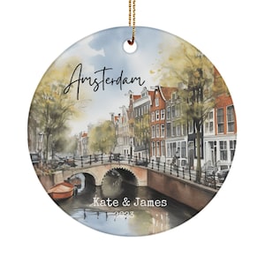Custom Dutch canals ornament - personalized Netherlands holiday keepsake - Amsterdam ornament - Dutch holiday keepsake - gift from Amsterdam