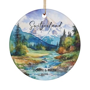 Personalized matterhorn switzerland ornament - custom swiss alps ornament - swiss alps hiking holiday memory keepsake - hiking the alps