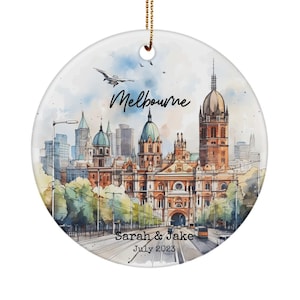 Personalized melbourne ornament - couples melbourne holiday keepsake - custom melbourne gift - moving to melbourne
