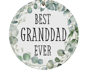 Adorno navideño de cerámica "El mejor abuelo del mundo" – Regalo para el abuelo