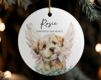 Personalized Cavapoo Memorial Ornament | Watercolor Dog Portrait Keepsake