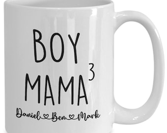Personalisierte Mutter von drei Jungen Kaffeetasse