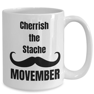 Taza de café movember con bigote, taza de bigote, taza de afeitado para papá, mes del bigote, ideas de regalo movember, regalo para esposo, amor por el bigote...