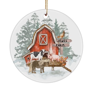 Personalized Barn Christmas ornaments personalized, custom red barn ornament, barn ornament, barn Christmas ornament, farm animal ornament