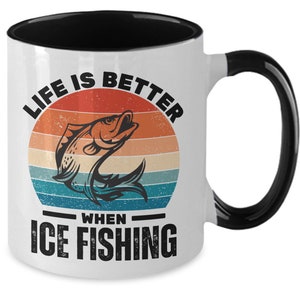 Ice fishing coffee mug - gift for ice fisherman - ice fisherman present cup - ice fishing enthusiast - lake fishing gift mug