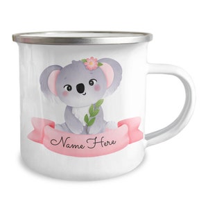 Children&#39;s pink koala personalized custom camper mug, personalized kids/toddler koala camper cup, kids christmas gift, kids birthday gift...