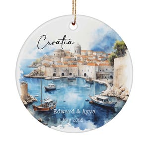 Personalized Dubrovnik Croatia ornament - Custom Croatia gift - Croatian holiday keepsake for couple - Croatia gifts for couple