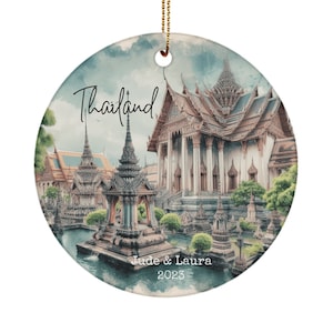 Custom Bangkok Thailand commemorative ornament - Grand Palace Bangkok ornament - thai holiday keepsake - Bangkok gift ideas for couple