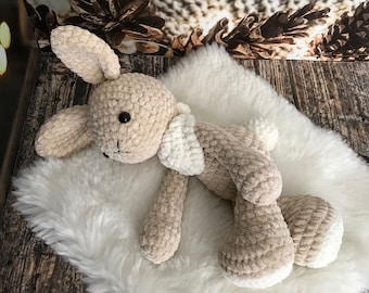 Velvet Stuffed Bunny, Easter Gift, First Birthday Gift, Amigurumi Kids Toys,New Baby Gift, Easter Bunny Toy, Crochet Soft Bunny